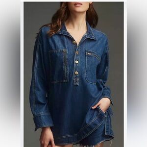 PILCRO➕ANTHROPOLOGIE Half Button Tunic Shirt